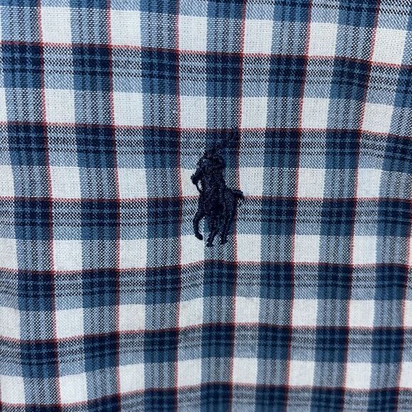 Big Man Polo Ralph Lauren Pony SS Blue Check Plaid Madras Cotton Shirt 2XB Big - Picture 4 of 6